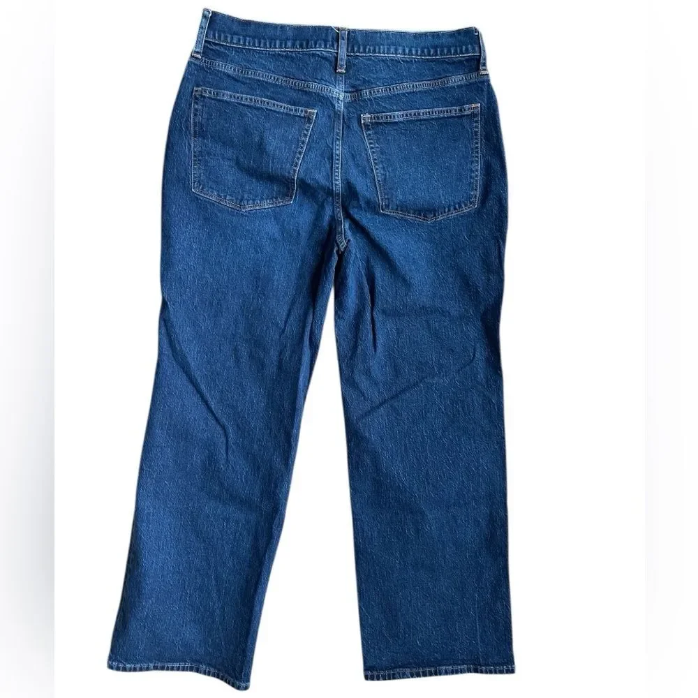 J. Crew Full-Length Wide-Leg Jeans Size 31 Dark Wash Button Fly
